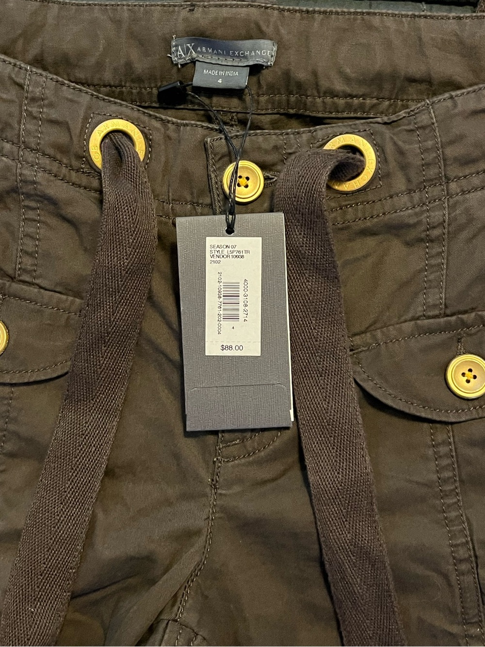 Vintage Armani Exchange Y2K Cargo Pants - Size 4 - NWT - Picture 5 of 10